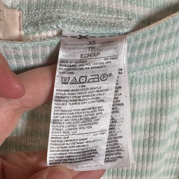 GAP Love Collection Mint White Striped Pajama Set Size Small (XS Oversized) - Picture 12 of 13